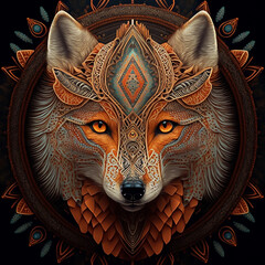 Wall Mural - spiritual shamanic fox. ai generated