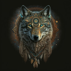 Naklejka na meble Spiritual shamanic wolf