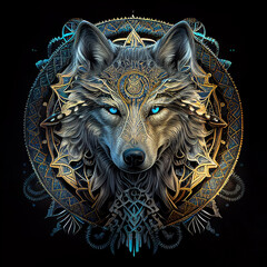 Wall Mural - spiritual shamanic wolf