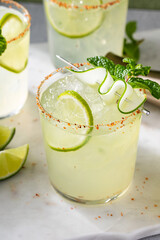 Wall Mural - Cucumber margarita with lime and spicy rim