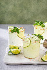 Wall Mural - Cucumber margarita with lime and spicy rim