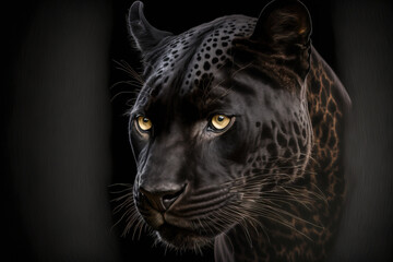 Poster - The image of a leopard (Panthera pardus). Black panthers are another name for melanistic leopard. Generative AI