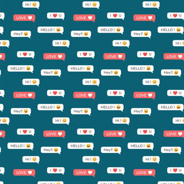 motif harmonieux isolé sur fond bleu. Icône de chat en bulle de discours, Icône message. Symbole de la conversation, Illustration vectorielle