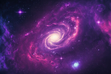 Poster - galaxy in ultra violet background. 2018 space backdrop drawing of a nebula purple background with te