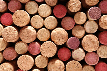 Canvas Print - Many corks of wine bottles as background, top view