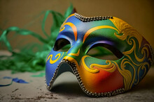 Colorful Carnival Mask. Masks Are Elements That Predate The Consolidation Of Carnival As A Popular Festival. Carnival A Festival. Major Events Typically Occur During February Or Early March.