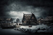 Vikinger Dorf im Winter, moody, cinematisch, 
erstellt mit generativer AI