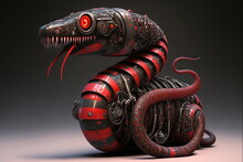 A Robotic Australian Red Belly Snake From The Future. AI Generated. 