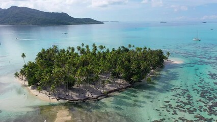 Wall Mural - travel vacation drone video of paradise island tropical coral reef nature landscape, bora bora, fren