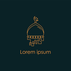 Wall Mural - Dome of mosque logo design line art illustration design icon