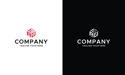 Aufkleber - ad initial letter hexagonal logo vector on a black and white background.