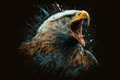 Bald eagle of North America in a rage against a dark background. Generative AI