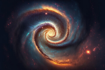 Wall Mural - Incredibly beautiful spiral galaxy somewhere in deep space. Generative AI