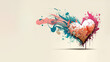 Abstract Valentine's Day Heart with Colorful Grunge Style Paint Splatter Banner Graphic Art - Generative Ai