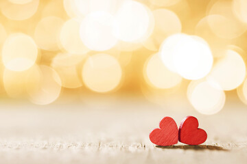 Wall Mural - Two hearts on bokeh background