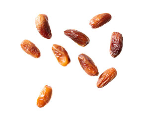 Wall Mural - Dried dates isolated on white background.