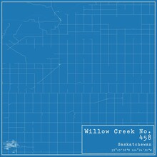 Blueprint Canadian City Map Of Willow Creek No. 458, Saskatchewan.