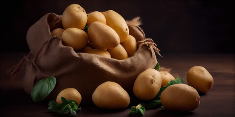 A sack of freshly harvested potatoes Generative AI 