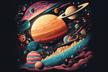 Wall Mural - a representation of space. media mix. generative ai