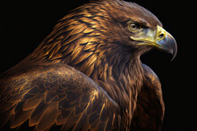 A Lone Golden Eagle With Wide Wings. Generative AI