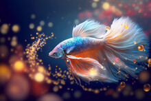 Beauty Fantasy Fighting Fish Art , Generative Ai