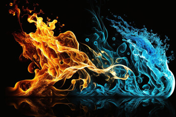 Wall Mural - Background of fire and water. Generative AI