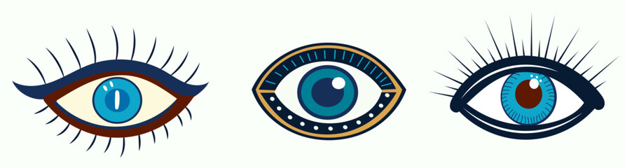 Poster - mystical eye, evil eye, divination, clairvoyance in flat style, vector