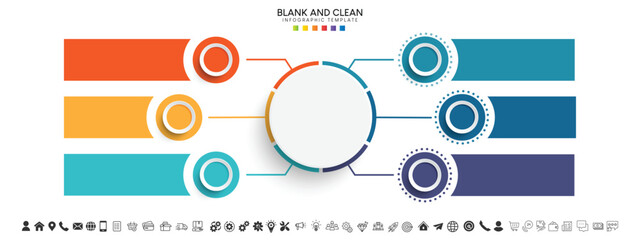 Steps business data visualization timeline process infographic template design with icons