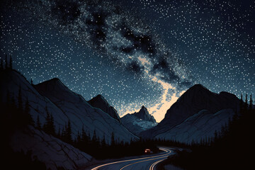 Wall Mural - milky way from duran pass. near agordo. generative ai