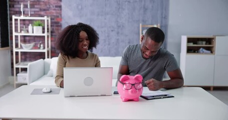 Sticker - Happy African Couple Doing Retire Finances Plan