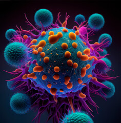 Wall Mural - cells attacking cancer cells. created with ai generation tools
