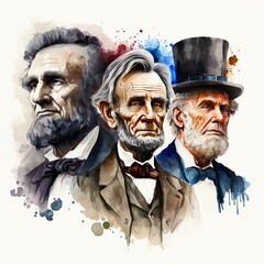 Happy presidents day of america watercolor Generative AI illustration