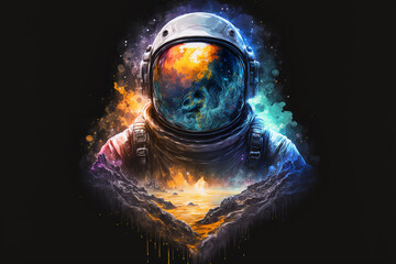 Wall Mural - an astronaut with a galaxy inside him, created by a neural network, Generative AI technology