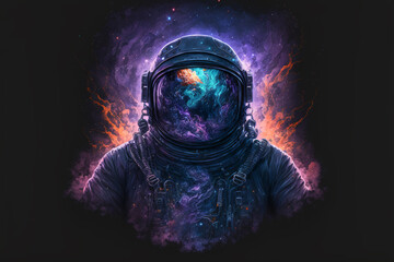 Wall Mural - an astronaut with a galaxy inside him, created by a neural network, Generative AI technology
