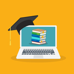 Wall Mural - online learning. concept of webinar, business online training, education on computer or e-learning c