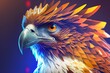Filipino eagle. neon style, polygon style, geometric style, cartoon style, and vivid neon picture. to print cases. Generative Ai.