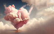 Romantic Heart Cloud Design for Valentine's Day  Art Illustration Banner - Generative Ai