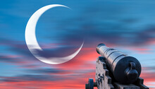 Ramadan Kareem Concept - Ramadan Kareem Cannon With Crescent