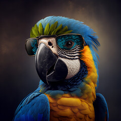 Sticker - macaw wearing cool sunglas Generative AI