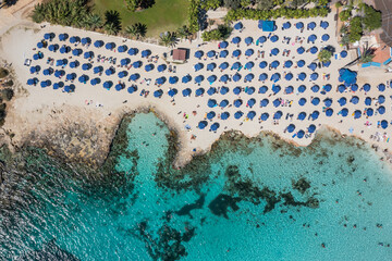 Canvas Print - High angle view of Nissi beach in Ajia Napa resort in Cyprus island country