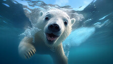 Polar Bear Swimming In The Water