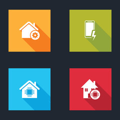 Poster - set smart home settings, mobile charging battery, and icon. vector