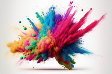 Canvas Print - colorful powder exploding on a white background. Generative AI