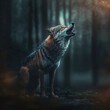 Wolf in seinem natürlichen Lebensraum, moody, Wildtier Portrait, magisches Bokeh
erstellt durch generative AI
