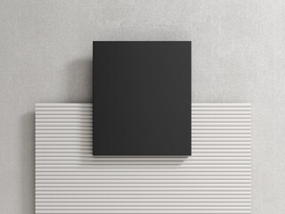 Poster - Minimal template with primitive black and white shapes. 3d render, abstract geometric composition. Trendy abstract aestetic background for presentation, logo, web design.