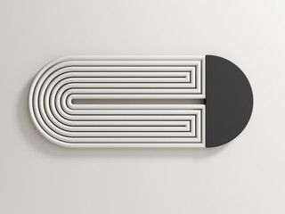 Poster - Minimal template with primitive black and white shapes. 3d render, abstract geometric composition. Trendy abstract aestetic background for presentation, logo, web design.