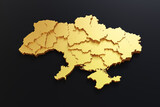 Fototapeta  - 3d Golden Ukraine Map on black background
