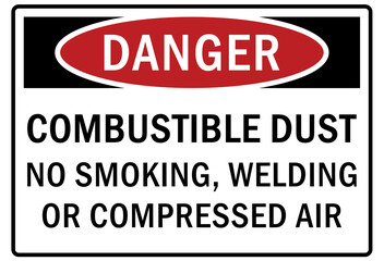 Wall Mural - Combustible dust warning sign and labels no smoking, welding or compressed air