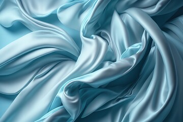  a blue silk fabric with a very large amount of folds and folds on it's side, as if it were a silk fabric material.  generative ai