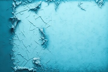 Poster -  a blue background with a crack in the middle of the wall and a hole in the middle of the wall with a hole in the middle.  generative ai